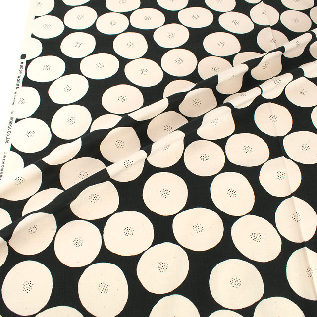 生地 MUDDY WORKS-マディワークス- あんぱん柄/モーリークロス(EKX-1140) 1C.黒×生成 09Ac04_