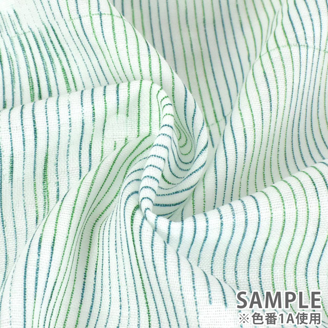 生地 naniIRO-ナニイロ- poesia visual/ダブルガーゼ(EGX-11160) 1A.ホワイト×グリーン/白ラッカー 99Zz99_