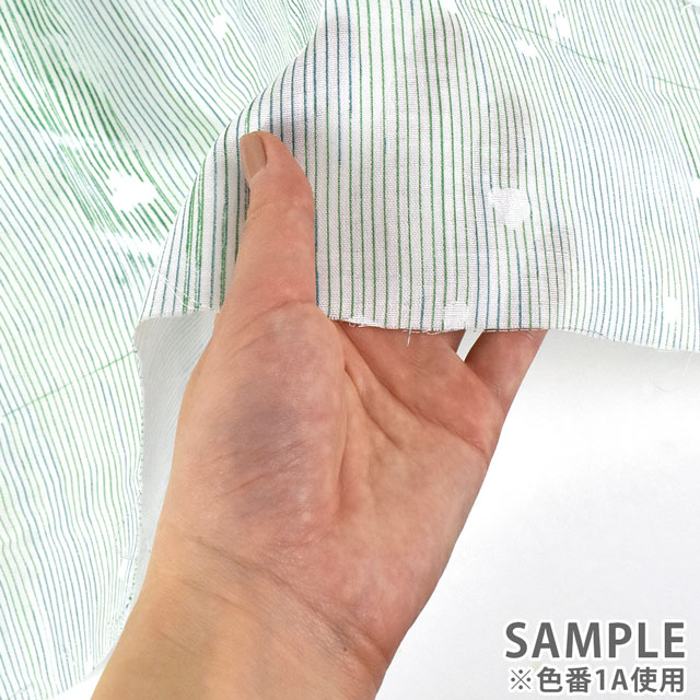 生地 naniIRO-ナニイロ- poesia visual/ダブルガーゼ(EGX-11160) 1A.ホワイト×グリーン/白ラッカー 99Zz99_