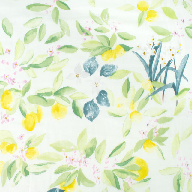 生地 naniIRO-ナニイロ MARGO/オーガニックダブルガーゼ(EGX-11360) 1A.ホワイト×イエロー×ゴールド 99Zz99_