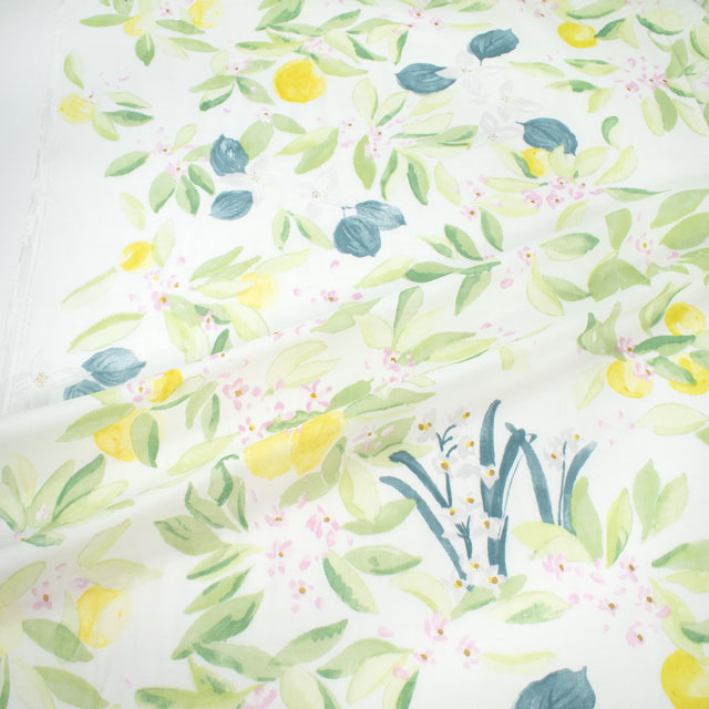 生地 naniIRO-ナニイロ MARGO/オーガニックダブルガーゼ(EGX-11360) 1A.ホワイト×イエロー×ゴールド 99Zz99_