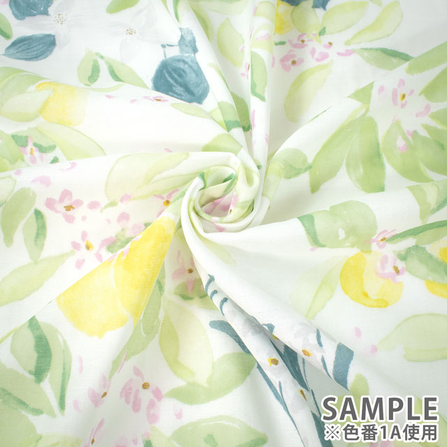 生地 naniIRO-ナニイロ MARGO/オーガニックダブルガーゼ(EGX-11360) 1A.ホワイト×イエロー×ゴールド 99Zz99_