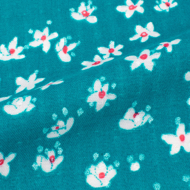 生地 naniIRO Edelweiss/オーガニックダブルガーゼ(EGX-11400) 1C.エメラルドグリーン×パール 09Ac04_