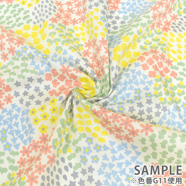 生地 nina-ニーナ- 花畑 /オックス(148-1250) G12.ライトブルー 99Zz99_