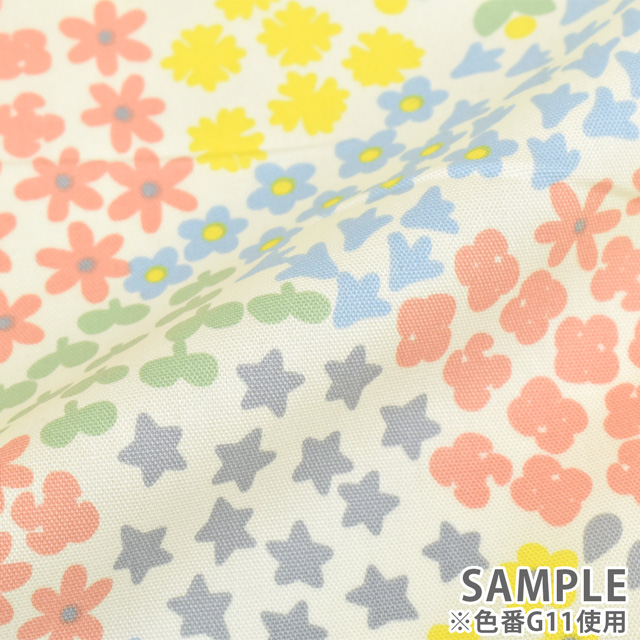 生地 nina-ニーナ- 花畑 /オックス(148-1250) G12.ライトブルー 99Zz99_