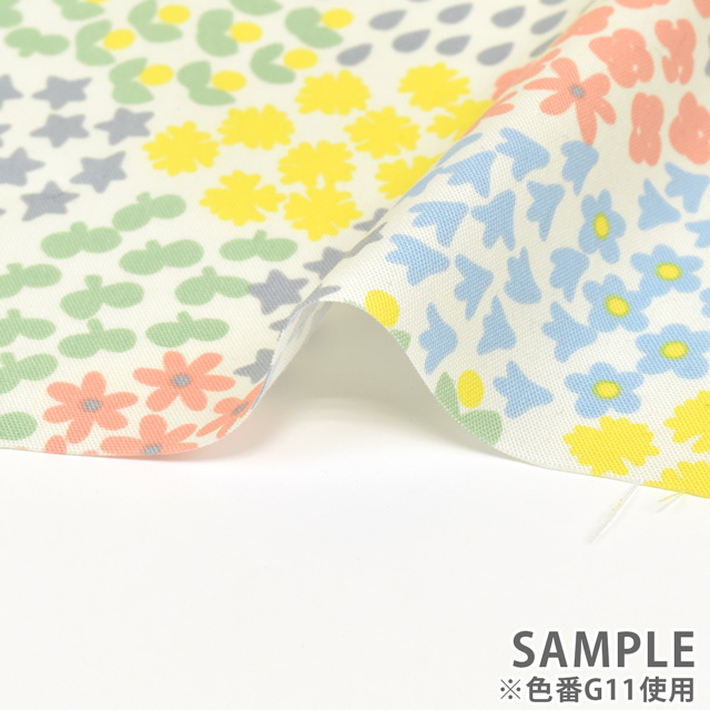 生地 nina-ニーナ- 花畑 /オックス(148-1250) G12.ライトブルー 99Zz99_