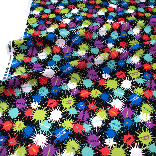 生地 Nanikore? Series・ナニコレシリーズ ペインティングワールド/オックス(NNF-18) BK.ブラック 09Ae99_