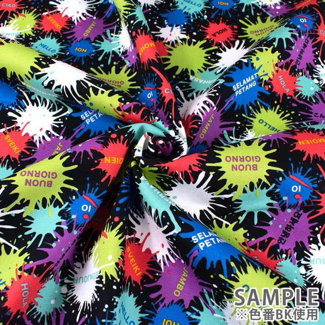 生地 Nanikore? Series・ナニコレシリーズ ペインティングワールド/オックス(NNF-18) BK.ブラック 09Ae99_