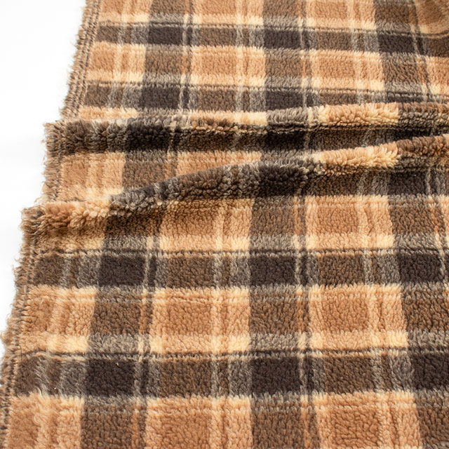 生地 チェック柄シープボア(NO153) 5.ブラウン 10Bn99_