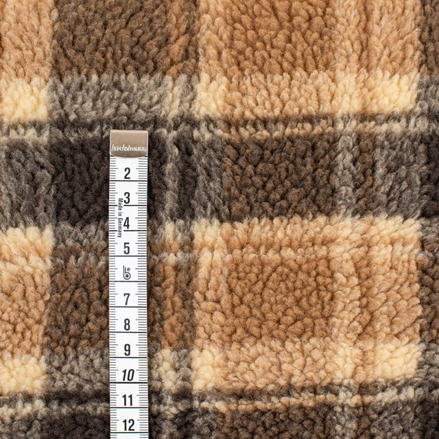 生地 チェック柄シープボア(NO153) 5.ブラウン 10Bn99_