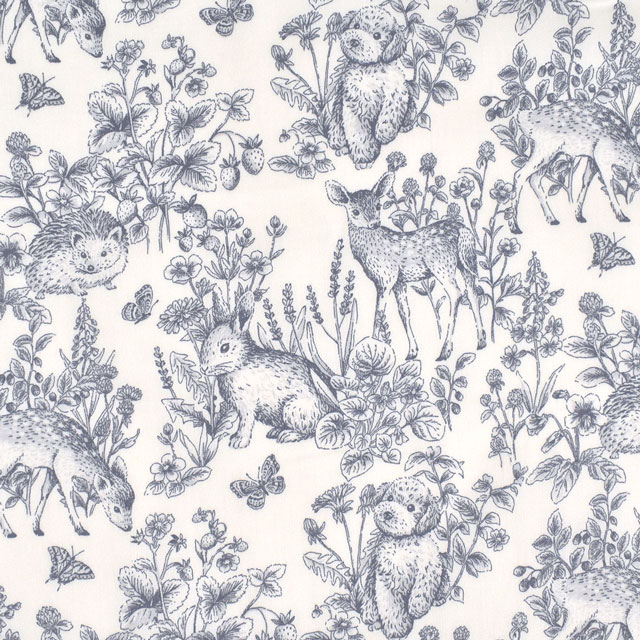 生地 Nerori Rose ネロリローズ ガーデン/60綿サテン（NRF-01） NV.ネイビー 99Zz99_