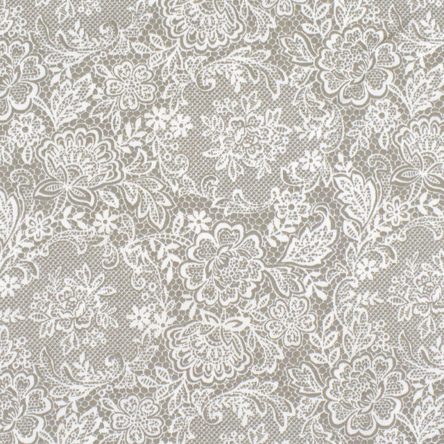 生地 Nerori Rose ネロリローズ ロマンティックレース/60綿サテン（NRF-02） GRY.グレー 09Ae99_