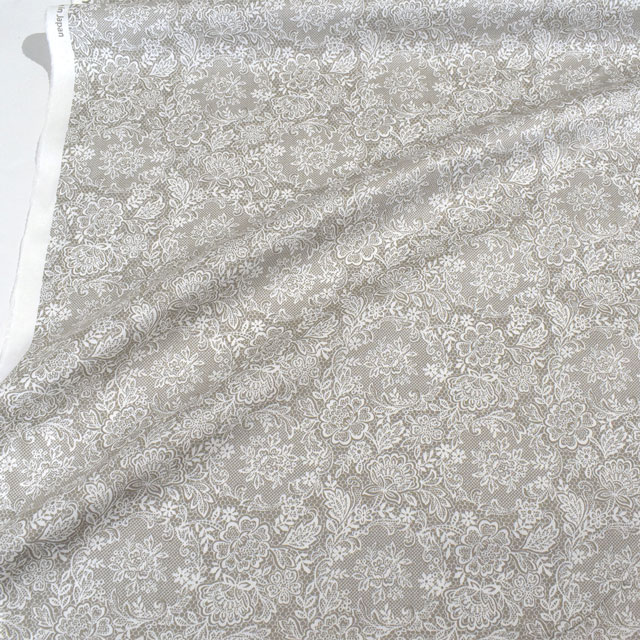 生地 Nerori Rose ネロリローズ ロマンティックレース/60綿サテン(NRF-02) GRY.グレー 09Ae99_