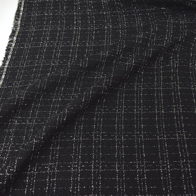 生地 Nerori Rose ネロリローズ チェックツイード/ポリエステルツイード(NRF-04) BK.ブラック 99Zz99_