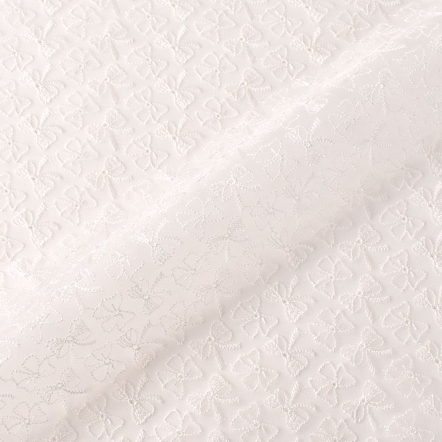 生地 オーガンジーレース リボン柄(OE10470) 1.白 10Ac04_
