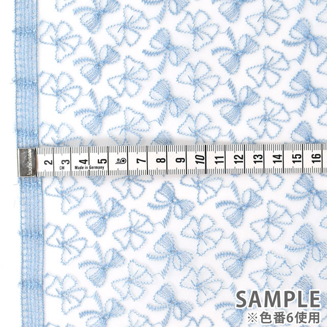 生地 オーガンジーレース リボン柄(OE10470) 1.白 10Ac04_