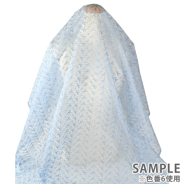 生地 オーガンジーレース リボン柄(OE10470) 1.白 10Ac04_