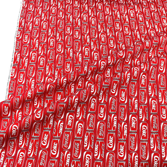 カットクロス お菓子コラボプリント生地 コカ・コーラ缶/オックス(okashi1M) レッド 99Zz99_