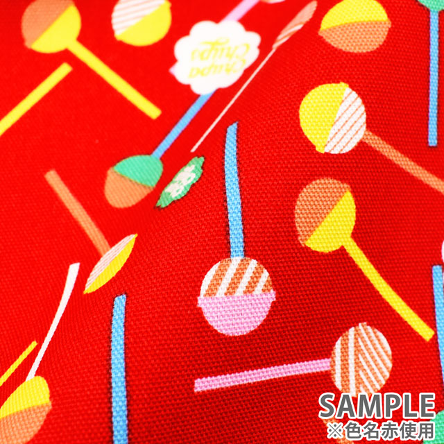 カットクロス お菓子コラボプリント生地 チュッパチャップスPOP柄/オックス(okashi1M) ブラック 99Zz99_