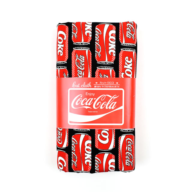 カットクロス お菓子コラボプリント生地 コカ・コーラ缶/オックス(okashi1M) ブラック 99Zz99_