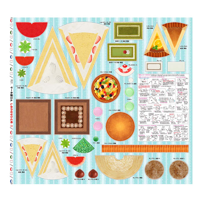 パネル販売生地 デジタルプリント ケーキ屋さん/シーチング ブルー 09Ae99_