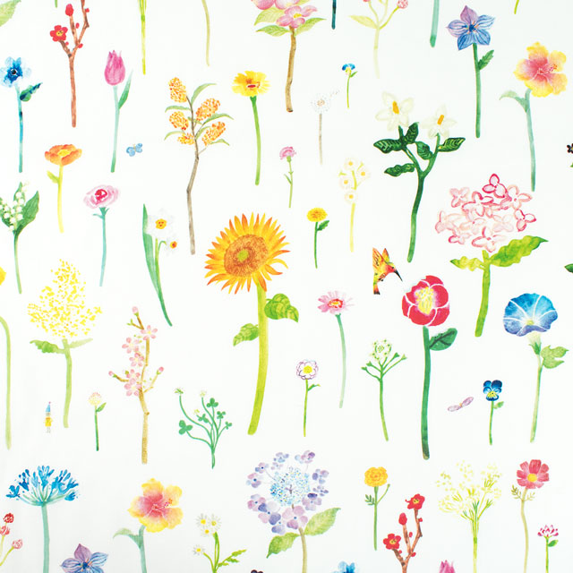 生地 Paper message-ペーパーメッセージ- 花の図鑑/シーチング(EGXA-8005) 2A.オフ 09Ac04_