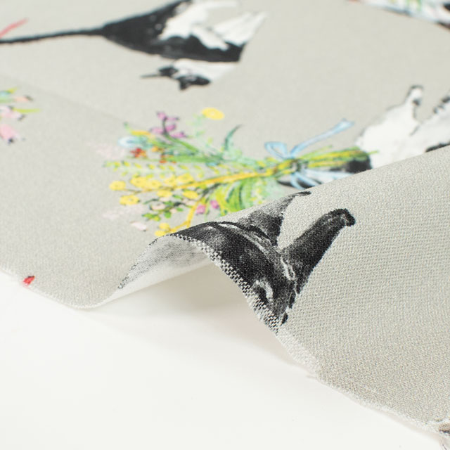 生地 Paper message-ペーパーメッセージ- 猫と花束/シーチング(EGXA-8005) 4A.グレー 99Zz99_