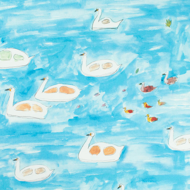 生地 Paper message-ペーパーメッセージ- スワンボート/シーチング(EGXA-8005) 5A.ブルー 09Ac04_