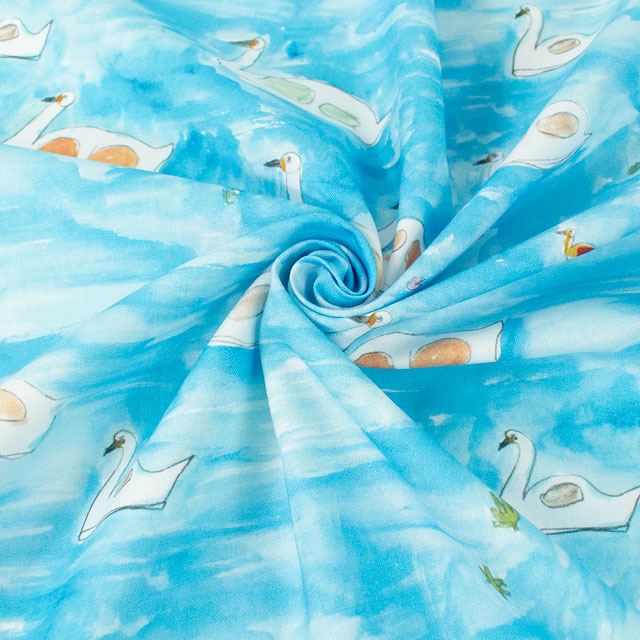 生地 Paper message-ペーパーメッセージ- スワンボート/シーチング(EGXA-8005) 5A.ブルー 09Ac04_