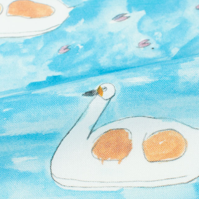 生地 Paper message-ペーパーメッセージ- スワンボート/シーチング(EGXA-8005) 5A.ブルー 09Ac04_