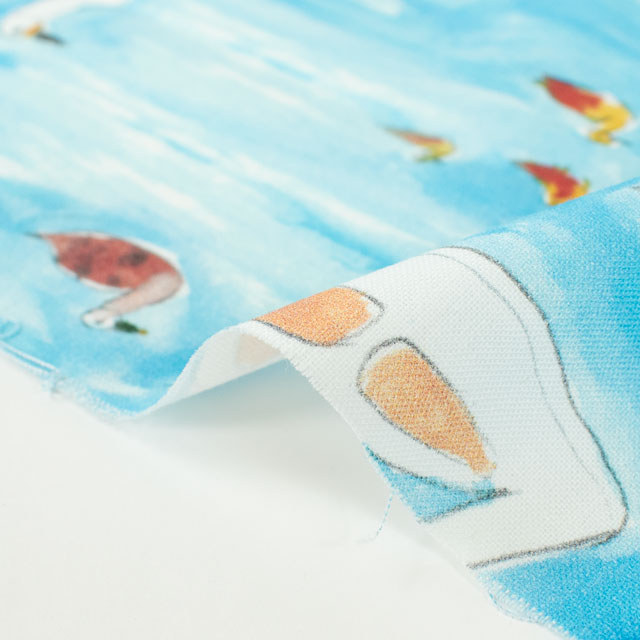 生地 Paper message-ペーパーメッセージ- スワンボート/シーチング(EGXA-8005) 5A.ブルー 09Ac04_