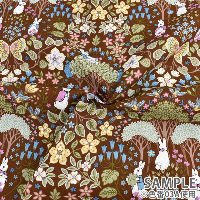 生地 ピーターラビット Seasons Forest-シーズンズ フォレスト- /綿麻キャンバス(PRC) 03C.ワインレッド 99Zz99_