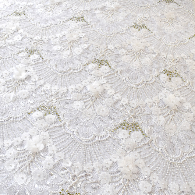 生地 プリマレース/インド製ビーズリバーレース (PRIMA-6286) OFF WHITE 10Bn99_