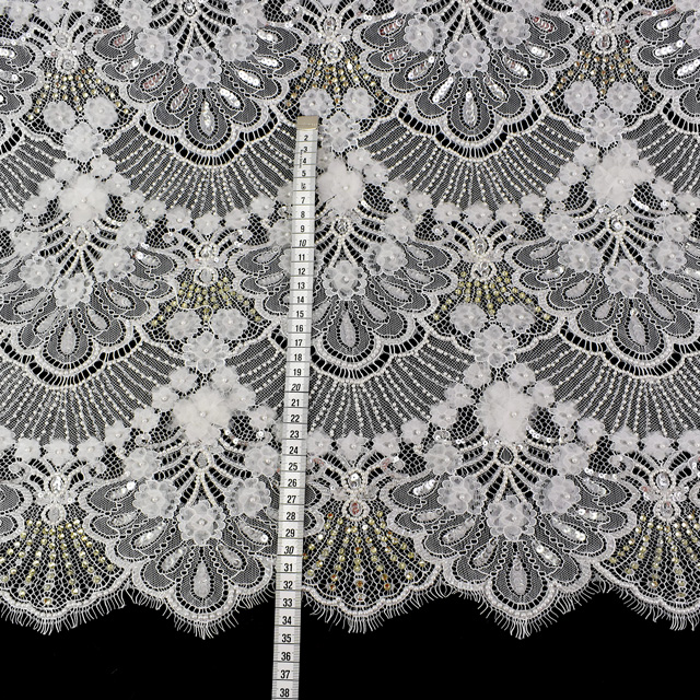 生地 プリマレース/インド製ビーズリバーレース (PRIMA-6286) OFF WHITE 10Bn99_