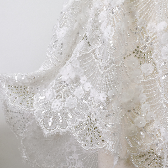 生地 プリマレース/インド製ビーズリバーレース (PRIMA-6286) OFF WHITE 10Bn99_