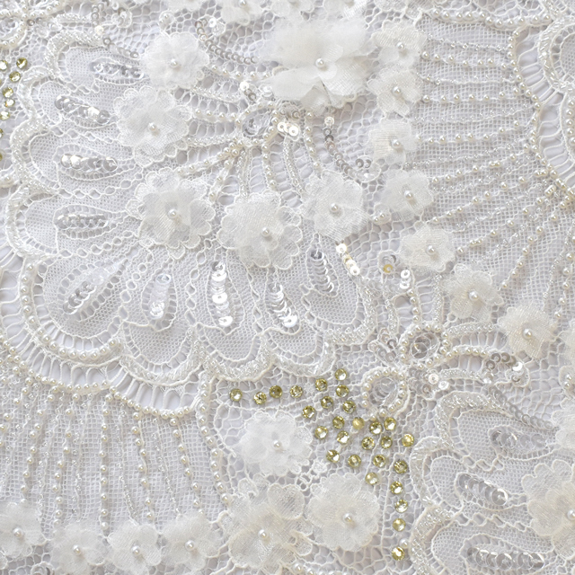 生地 プリマレース/インド製ビーズリバーレース (PRIMA-6286) OFF WHITE 10Bn99_