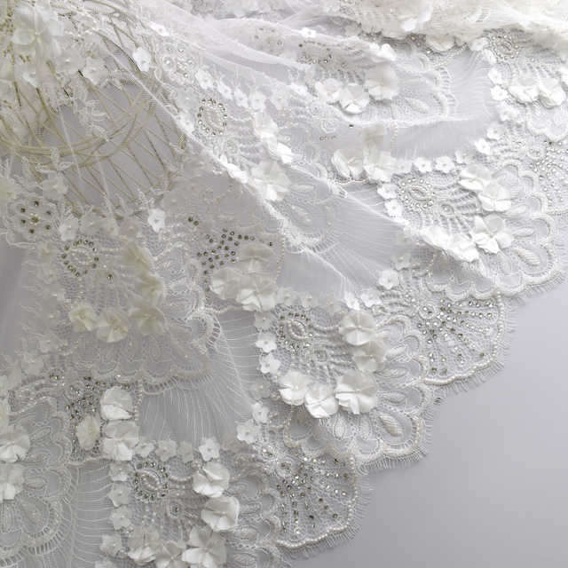 生地 プリマレース/インド製ビーズリバーレース (PRIMA-6103) IVORY 10Bn99_