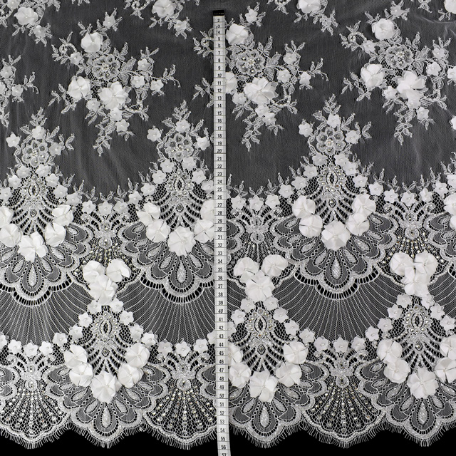 生地 プリマレース/インド製ビーズリバーレース (PRIMA-6103) IVORY 10Bn99_