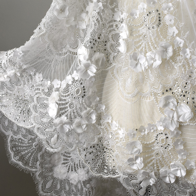 生地 プリマレース/インド製ビーズリバーレース (PRIMA-6103) IVORY 10Bn99_