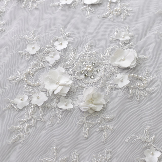 生地 プリマレース/インド製ビーズリバーレース (PRIMA-6103) IVORY 10Bn99_