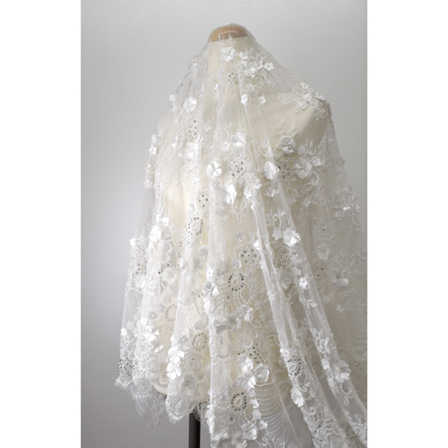 生地 プリマレース/インド製ビーズリバーレース (PRIMA-6103) IVORY 10Bn99_