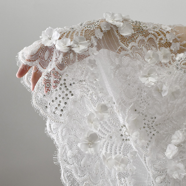 生地 プリマレース/インド製ビーズリバーレース (PRIMA-6103) IVORY 10Bn99_