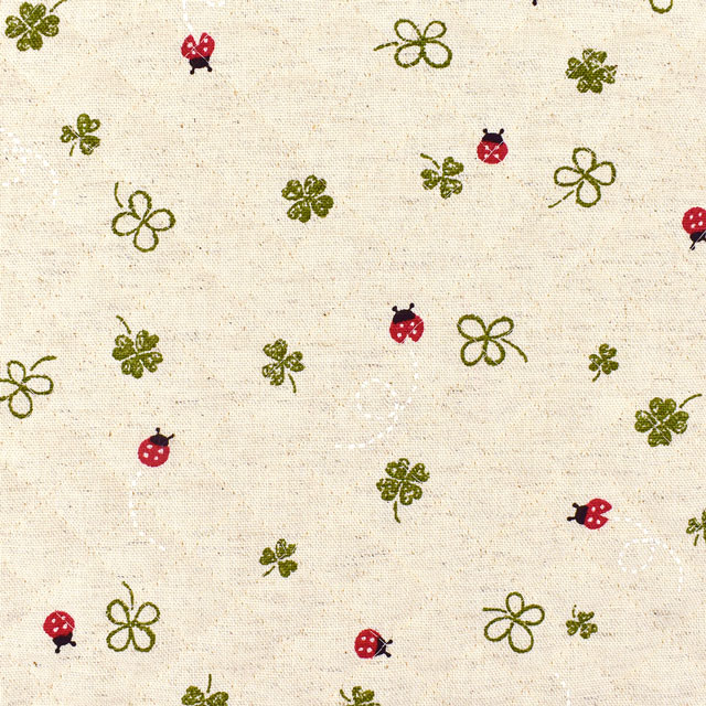 キルティング生地 綿麻キャンバスキルト てんとう虫(QKSP4965) A.生成 09Bi20_