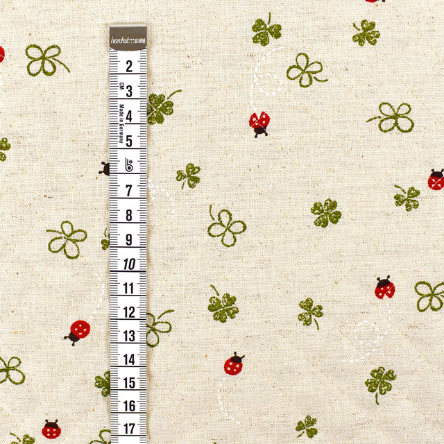 キルティング生地 綿麻キャンバスキルト てんとう虫(QKSP4965) A.生成 09Bi20_