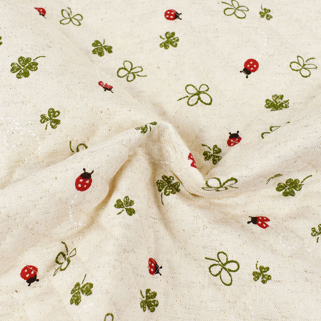 キルティング生地 綿麻キャンバスキルト てんとう虫(QKSP4965) A.生成 09Bi20_