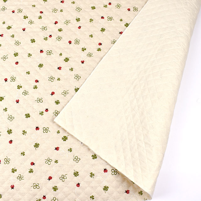 キルティング生地 綿麻キャンバスキルト てんとう虫(QKSP4965) A.生成 09Bi20_