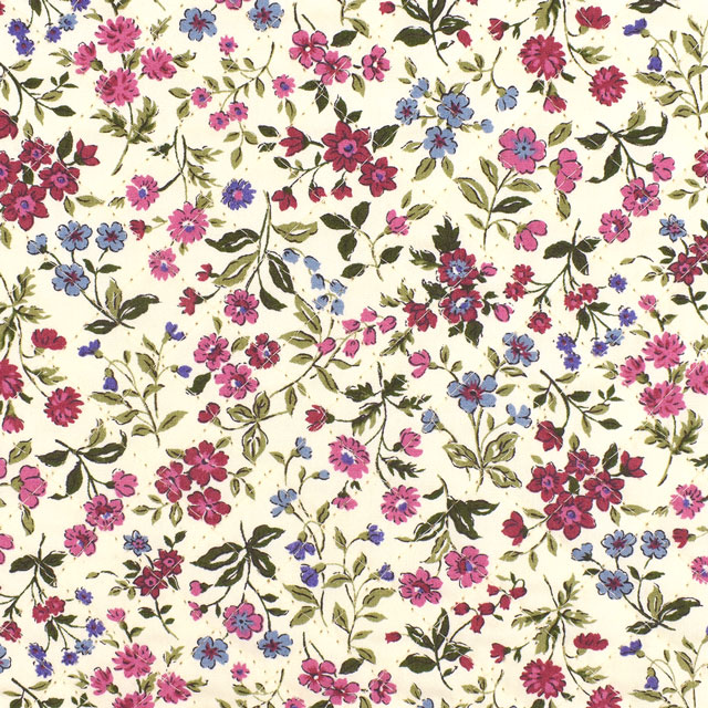 キルティング生地 広幅ブロード花プリントキルト(QKTS2568) A.ワイン 09Bi20_