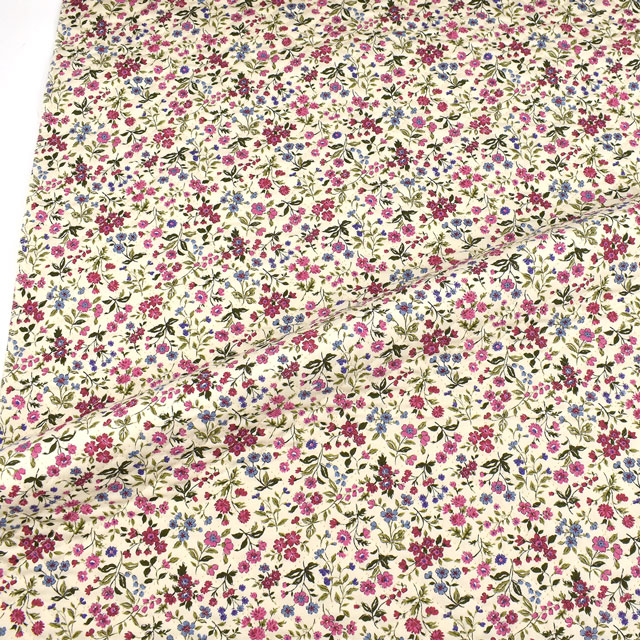 キルティング生地 広幅ブロード花プリントキルト(QKTS2568) A.ワイン 09Bi20_