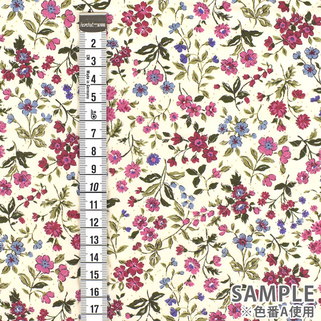 キルティング生地 広幅ブロード花プリントキルト(QKTS2568) A.ワイン 09Bi20_