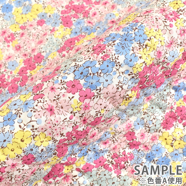 キルティング生地 ブロードプリントキルト 花畑(QKTS3414) A.ピンク 09Bi19_